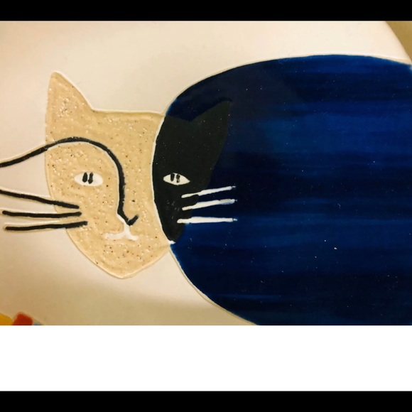 Hand Made Plates Cats Picture - Set of 2 New ceramic plates Made in Thailand - Picture 4 of 9